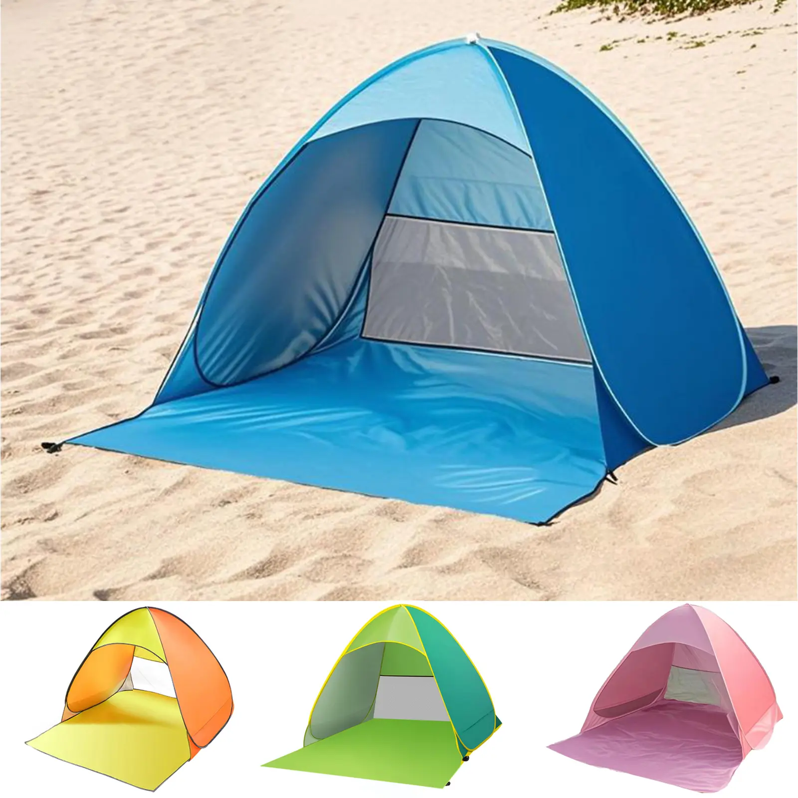 Automatic Instant Beach Tent for 2-4 People, Lightweight Portable Breathable Waterproof Canopy Tent with Durable Steel Frame, Easy Setup for Camping & Picnics, Breathable Waterproof Tent, Instant Canopy Tent