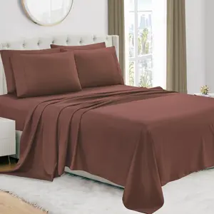 Urban Fashion Home Luxury 4/6-Piece Deep Pocket Cooling Bed Sheet Set – Ultra Soft Hotel Style Bedding, Breathable Wrinkle Resistant Sheets for All Seasons with 16 Inches deep Pocket.-Brown