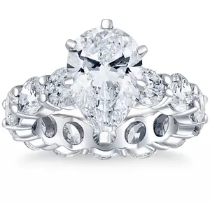 Certified 8Ct TW Pear Diamond Eternity Engagement Ring in 14k Gold Lab Grown