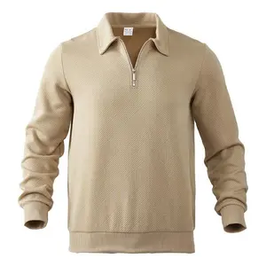 Men's Quarter-Zip Pullover Faux Collar Knit Long-Sleeve Sweatshirt Casual Knit Top Comfortable for Everyday Wear Classic Street Style Fall/Winter Color-Blocked Sweatshirt