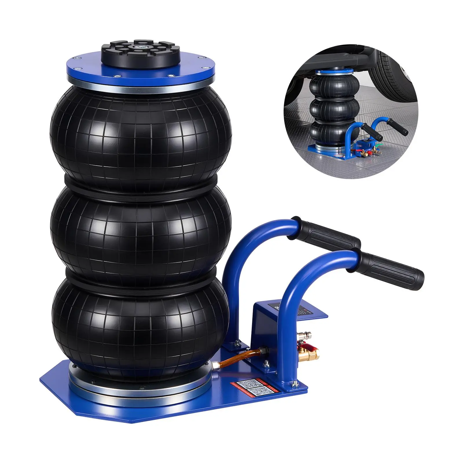 【summerfinds】VEVOR Air Jack, 3 Ton/6613 lbs Triple Bag Air Jack, Airbag with Six Steel Pipes, Lift Up to 17.7 inch/450 mm, 1-6 s Fast Lifting Pneumatic with Short Handles for Car, SUV, Pickup Truck Repair, Garage