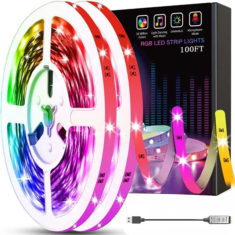 USB powered LED light strip, Led Mood Lighting, DIY TV backlight lighting with 3-key controller for home decoration, LED RGB Lights, Stepless Dimmable LED