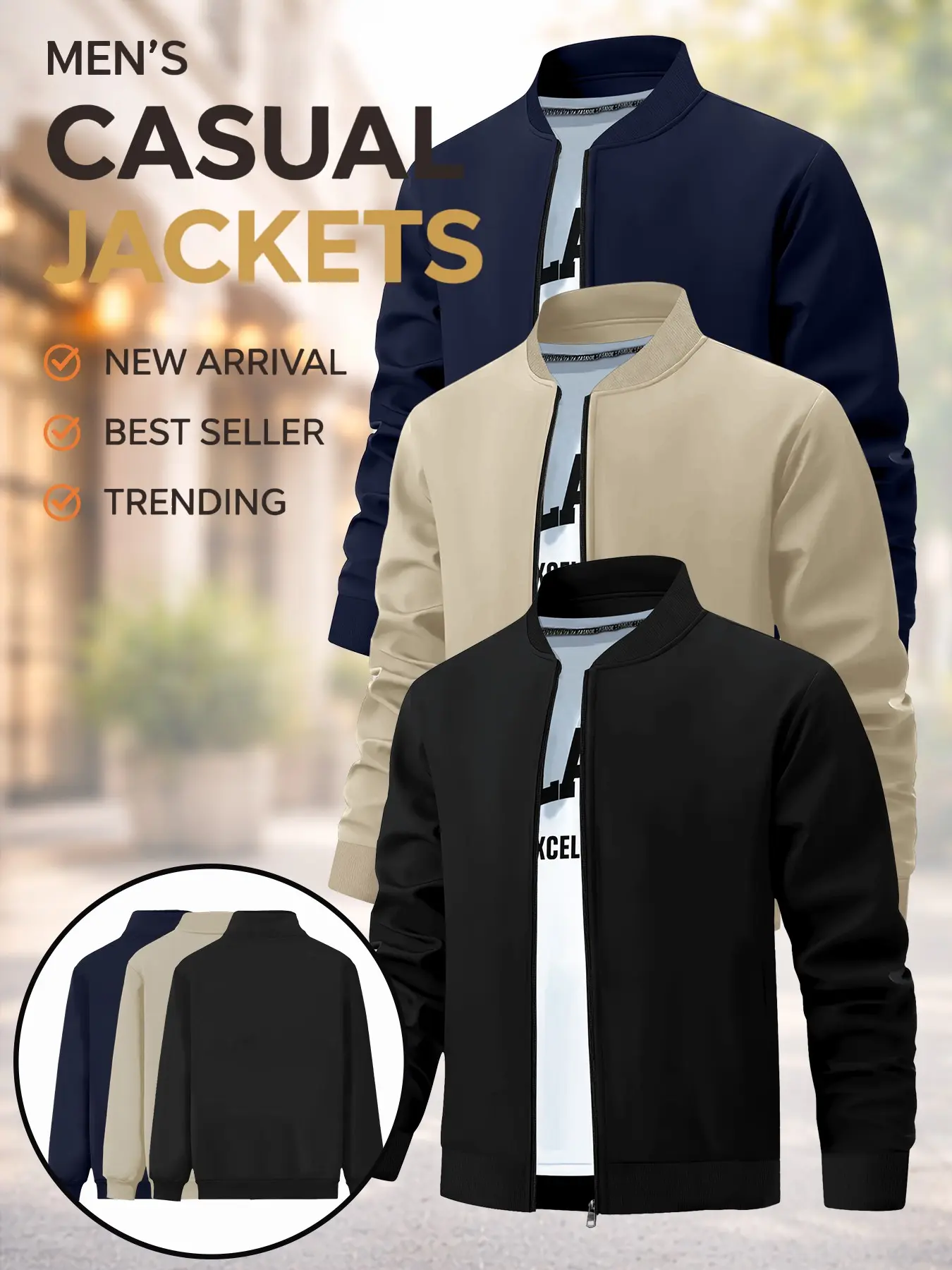 Casual Plain Long Sleeve Flight Jacket Menswear for Everyday Wear, Spring Fashion, Comfortable Daily, Perfect for Casual Occasions, Stylish and Trendy