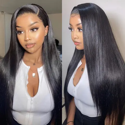 OQ HAIR Straight 13x6 Full Lace Frontal Glueless Wig With Invisi Drawstring Pre-Cut Pre-Plucked Pre-Bleached Natural Hairline Human Hair Wear Go Wigs #TikTokShopFallDealsForYou