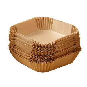 Air Fryer Paper Liners, 100Pcs Parchment Paper, Air Fryer Liners Disposable for Microwave, Non-Stick Air Fryer Liner Square Free of Bleach (6.3IN)