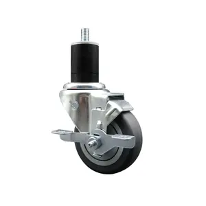 212 MAIN SCC-EX20S3514-TPRB-TLB-134 Service Caster, Thermoplastic Rubber Swivel Expanding Stem Caster with 3.5 in. Gray Wheel, 1.75 in. Stem and Top Locking Brake