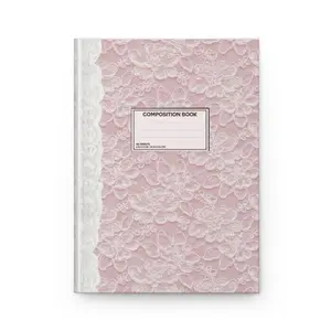 Pink Lace Coquette Composition Notebook Hardcover Journal | Floral Lace Pattern