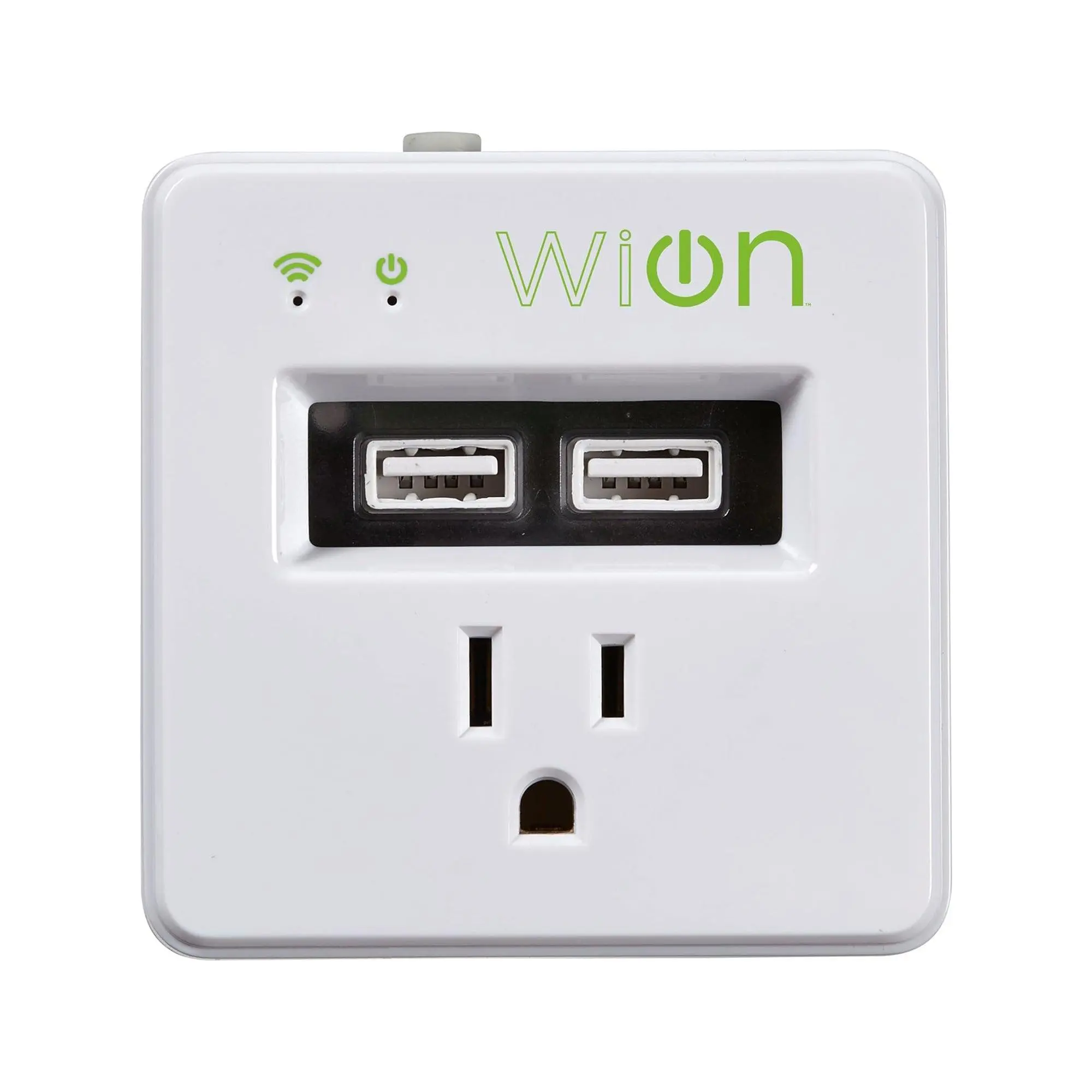 Wion 15 Amp Grounded Outlet WiFi Receptacle and 2 USB Ports, On/Off Settings Wion 15 Amp Grounded Outlet WiFi Receptacle and 2 USB Ports, On/Off Settings