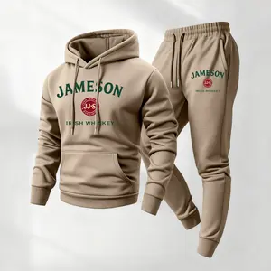 Men's printed hooded sweatshirt and drawstring sweatpants set, men's clothing, casual long-sleeved hooded jacket and trousers, suitable for autumn and winter wear, men's everyday casual wear, indoor and outdoor sportswear, tracksuit.