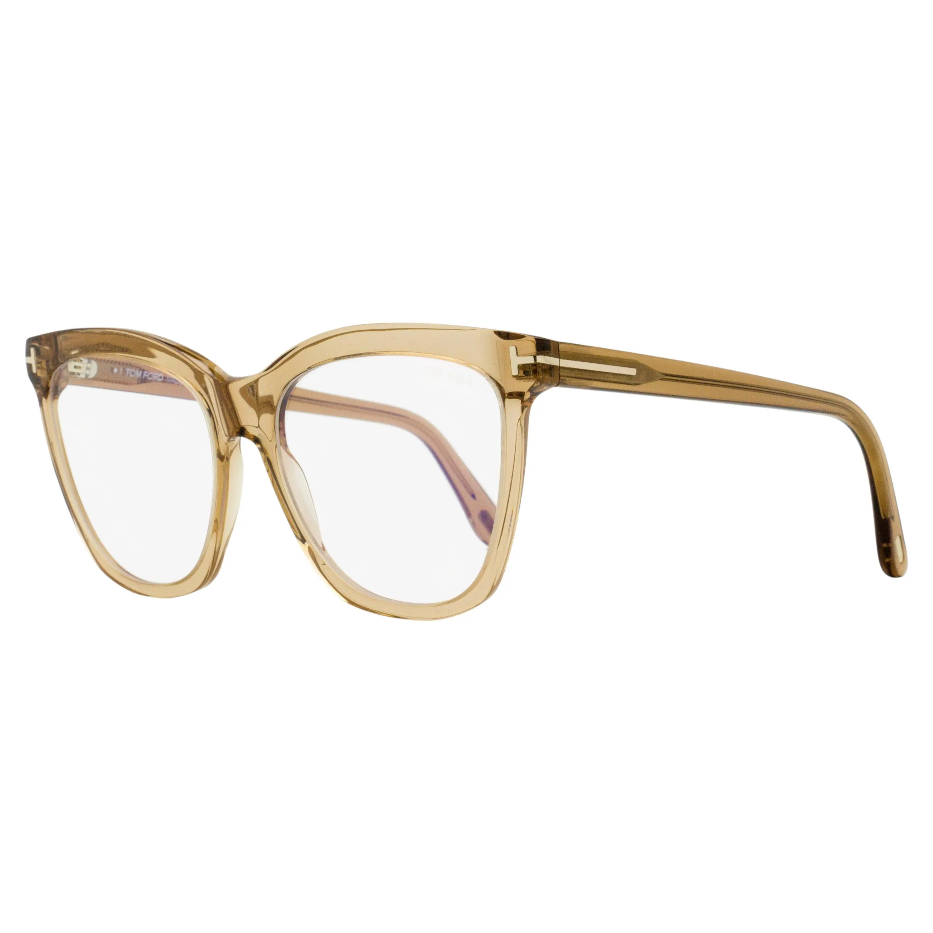 Tom Ford Acetate Bluelight Blocking Iconic Butterfly Statement Frame Glasses for Adults, TF6042-B 045 Transparent Brown, 54mm, TF Gold-T Detail, Gold-T Hardware, Digital-Ready Wear