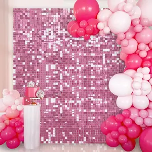 Pink Shimmer Wall Backdrop Square Shimmer Panels Sequin Photo Backdrops Decoration