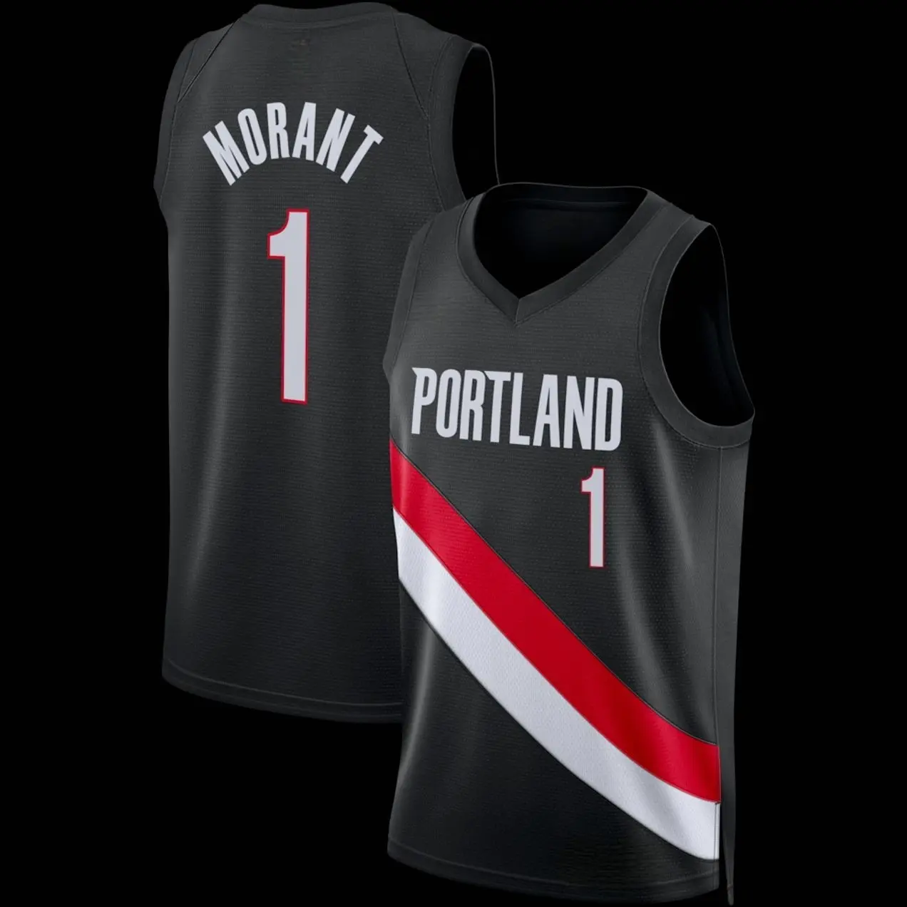 Unisex Football #1 Morant Portland Team Swingman Jersey - Icon Edition - Black