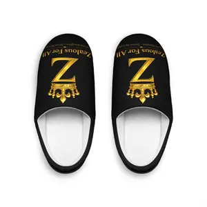Z Crown Men's Indoor Slippers — Black & Gold Cozy House Slides
