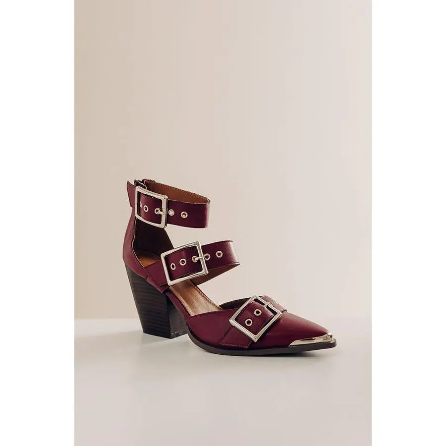 The Charlotte Faux Leather Heel in Merlot