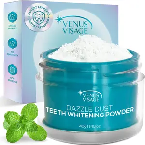 Venus Visage Dazzle Dust Teeth Whitening Powder - Enamel-Safe Toothpaste Powder for Stain Removal (40 g/140 oz)