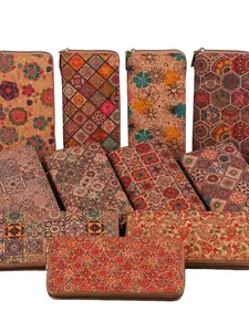 Women's Vegan Leather Long Wallet, Floral Print Handheld Coin Purse, Vintage Wood-Effect Credit Card Holder, Fashionable Practical Design