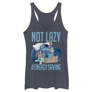 Women's Lilo & Stitch Not Lazy, Saving Energy Racerback Tank Top