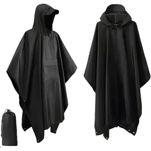 Rain Poncho with Hood Waterproof Outdoor Raincoat for Hiking Camping Motorcycle Emergency Tent Cover Long Sleeve Packable Rain Suit Rainy Season