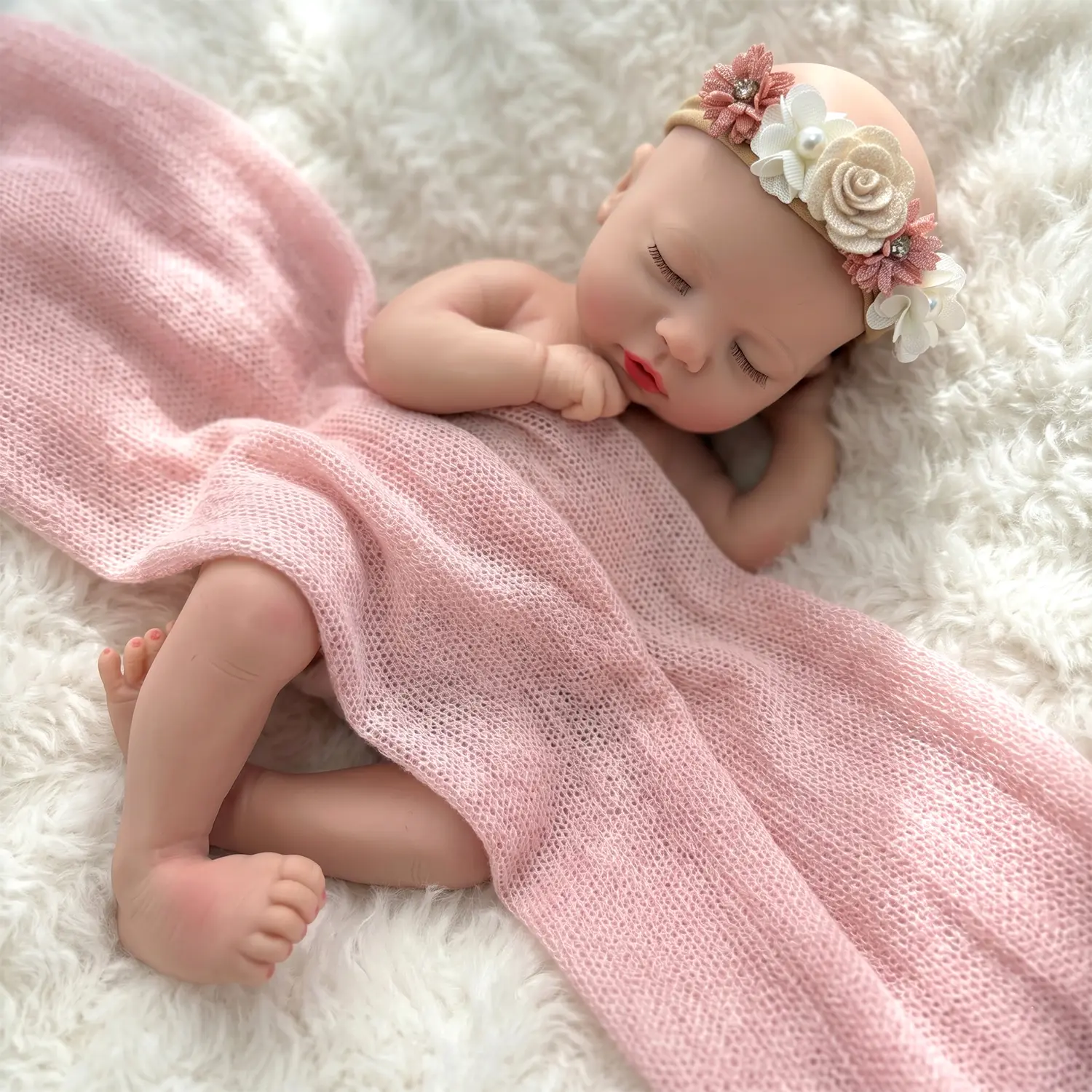 Summerwins Mayfair 13in/33cm Full-Body Silicone Reborn Doll Girl - 3.0lb Lifelike Realistic Newborn Soft BPA Free Waterproof Doll with Drink & Wet System, Squishy No Hair Collectible Toy for Kids 3+