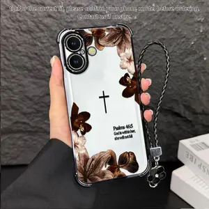 Psalm 46:5 Vintage Dark Floral Art Phone Case,Suitable for [iPhone 16 Plus] High-end phone case  Lanyard a beautiful four-leaf clover lanyard is included🍀 952