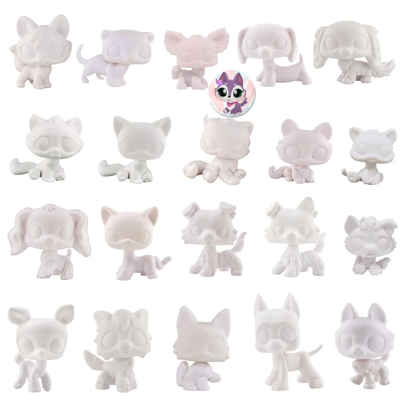 2 Pcs Custom Pet Blank Base Molds - Collie, Dachshund, Great Dane, Cocker Spaniel, Cat & Deer Designs - OOAK Animal Model Playset for DIY Puppy Animal Figure & Figurines Toys
