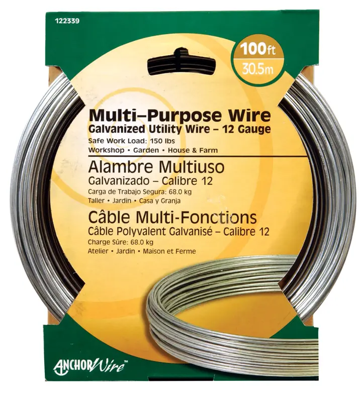 Hillman 55503 Malleable Galvanized Steel Wire, 12 Gauge, 0.10 - 0.10 In.. Dia (Diameter-0.101-0.106 in.), 100 ft, 2.3 lbs, Steel Cable & Wire Rope for Baling/Tying/DIY Fence Use