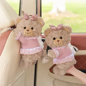 Cute Deanna Bear Car Paper Towel Holder, Hanging Car Tissue Box, Tissue Dispenser, High-End Feel, Practical Car Accessory, Essential Item for Vehicles