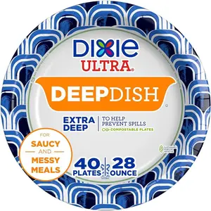 40 Count Deep Dish Disposable Paper Plates 28 Oz Pack Cups