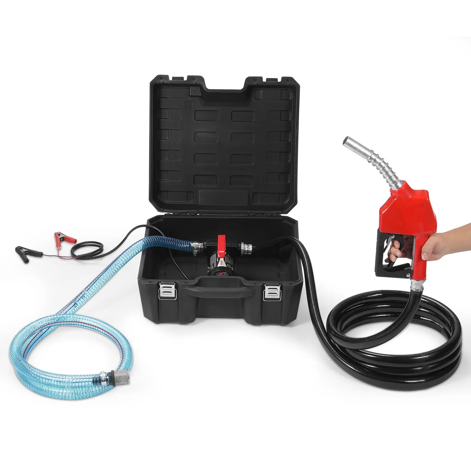 12V Fuel Transfer Pump, 10 GPM Diesel Pump With Auto Nozzle, 1/4 HP Electric Fuel Transfer Pump For Diesel And Gasoline, Portable Durable Industrial-Grade Motor, Ideal For Cars, Boats, Trucks, RVs, Farm Equipment