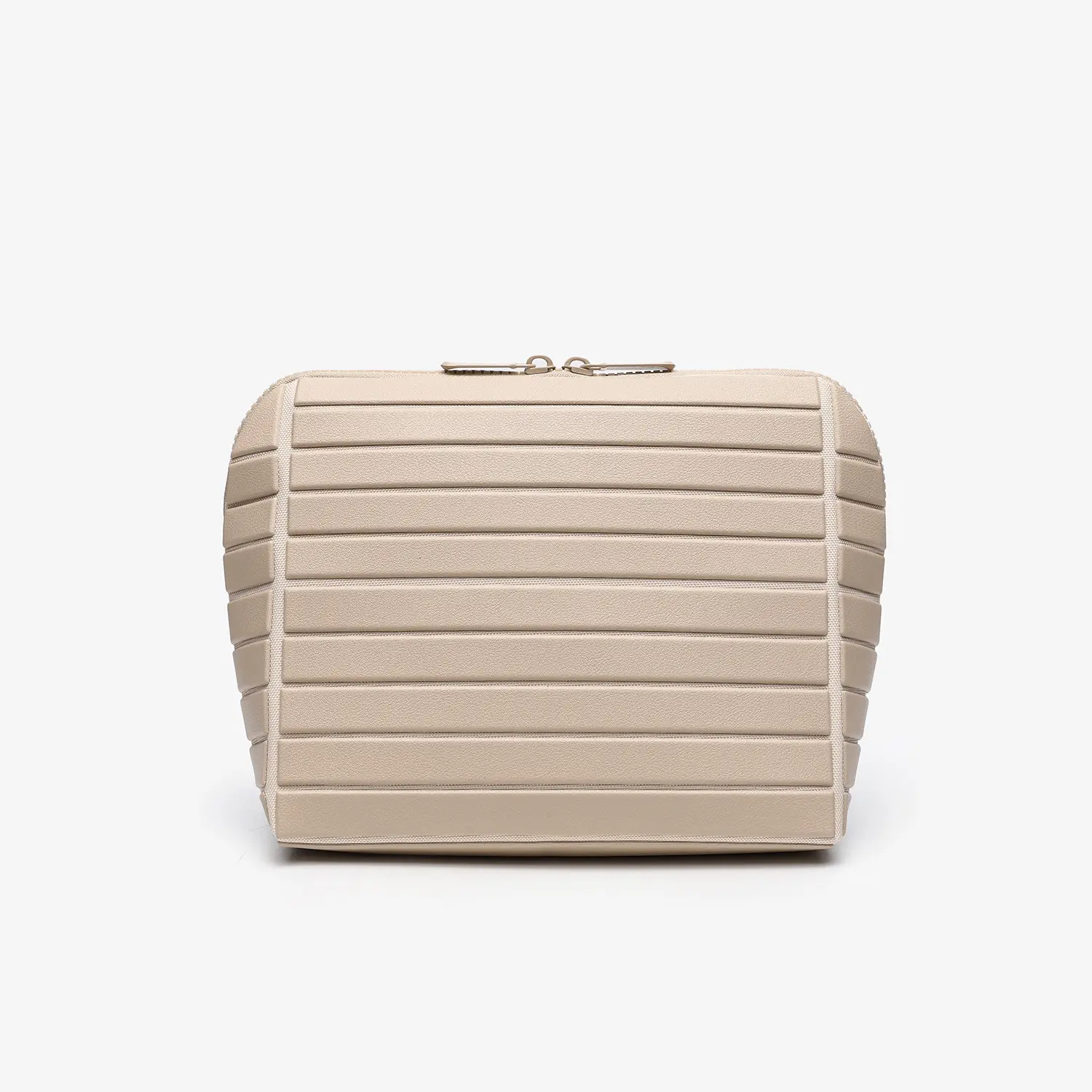 Compact Ribbed Hard Shell Makeup Bag for Women, Portable Vanity Case for Toiletries, Open-Flat Design for Easy Makeup Organization, Modern, 20X18x11cm, Full View, Organize, Compartments Make-Up Bags, Easy Carry Make-Up Bags