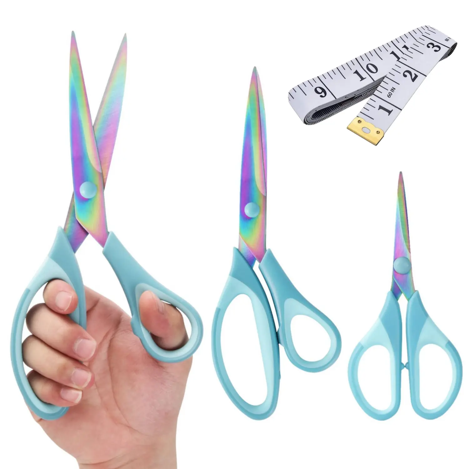 3PCS All Purpose Scissors, Sharp Titanium Blades Shears, Rubber Comfort Grip Handle, Multipurpose Scissors, Great for Office, Fabric, Craft, Sewing, Arts, School and Home Supplies