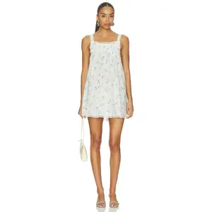 Tularosa Lily Mini Dress in Ivory & Light Blue Floral