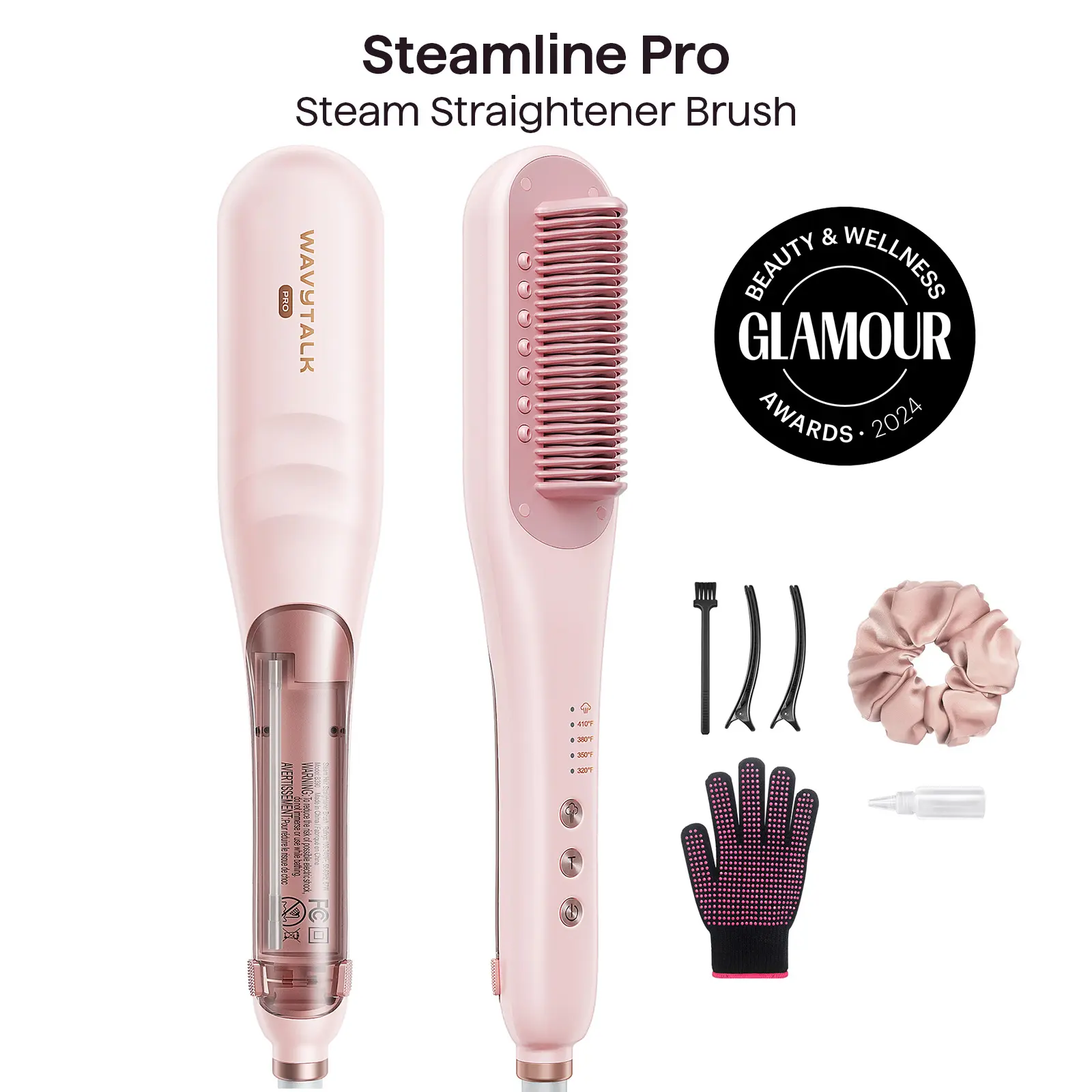 Wavytalk Steamline Pro Steam Hair Straightener Brush Hair Straightening Comb with Scrunchie and Glove Wavytalk Steamline Pro Steam Hair Straightener Brush Hair Straightening Comb with Scrunchie and Glove