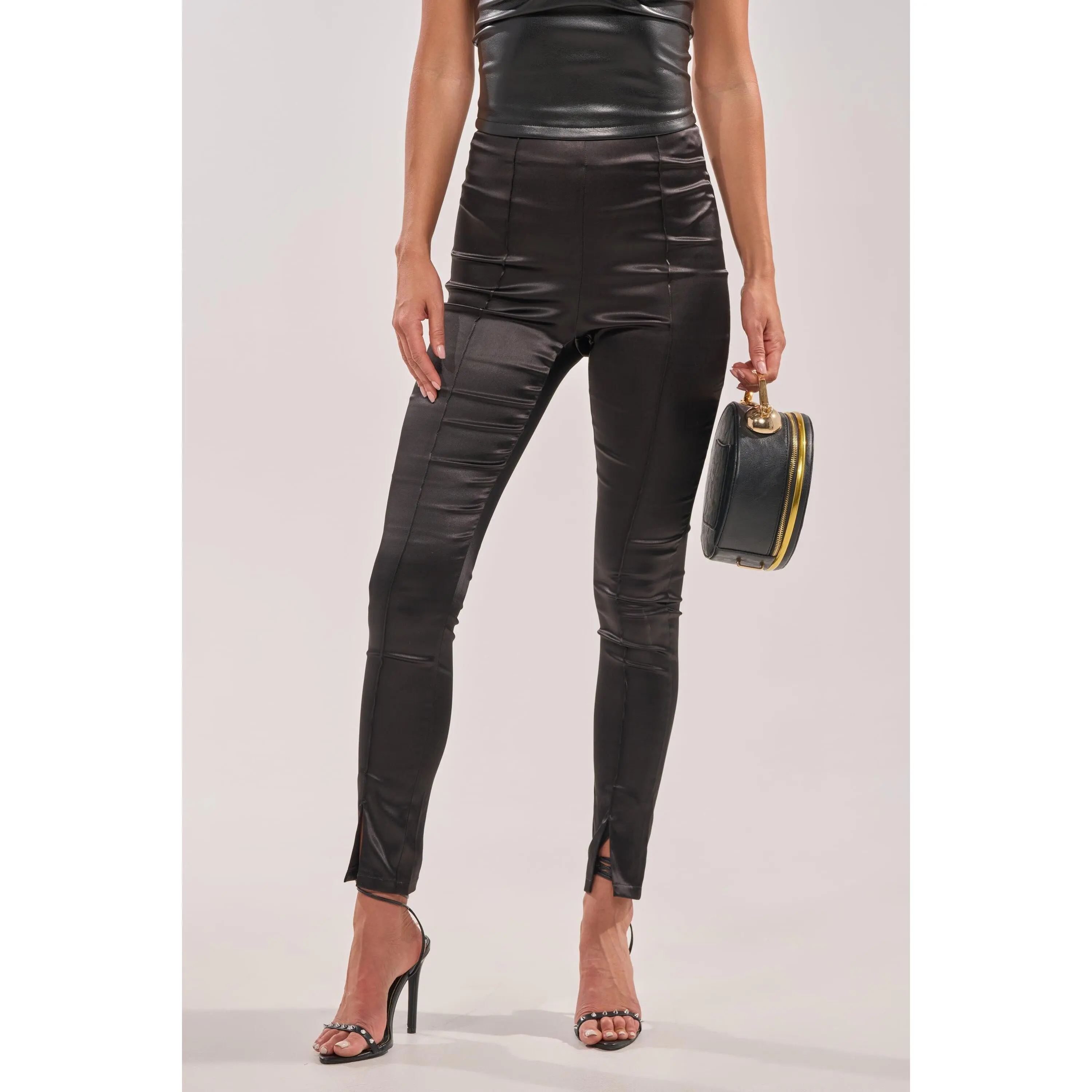 HIT THE LIGHTS SATIN SLIT LEGGING