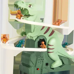Electric Dinosaur Climbing Stairs Slide Track Toy - Musical, Battery/Rechargeable Powered, with Mini Dino Figures, Fun Educational Gift for Kids Ages 3-6 (Birthday/Christmas)