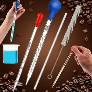 Coffee Glass Pipettes Set, 3ML/10ML Glass Droppers with Glass Stirrer and Cleaning Brush, Kitchenware Essentials, Hyb-01 Model