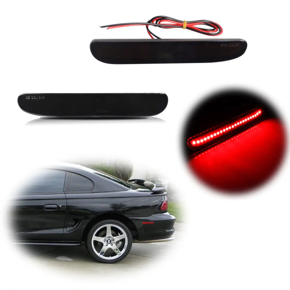 2PCS Smoke Rear Side Marker Red LED lamps Light For 1994 1995 1996 1997 1998 Ford Mustang GT Cobra,Replace OEM F4ZZ-13A565-B, F4ZZ 13A565 B, F4ZZ13A565B