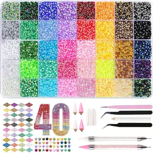32000Pcs Bedazzling Kit, 40 Color Resin Jelly Bedazzler Kit with Rhinestones | Multicolor Flatback Gems with 8Pcs Rhinestone Picker Tool, Bedazzled Kits for Book Crafts DIY Diamonds Art Accessories