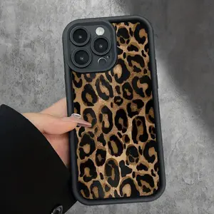 Black Golden Leopard Print Pattern Case for iPhone 16 15 14 Pro Max 13 12 11 XR XS Plus Shockproof Full Camera Protection Durable slim Silicone Cover