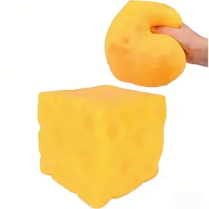 Squashy Cheese Block Yellow, moldable fidget ToywithSqueeze Feature, Ideal for Play and RelaxationReboundingSensory Toy Helps Relax & Focus, Sensory Cheesefor Kids& Adults, TPR Material