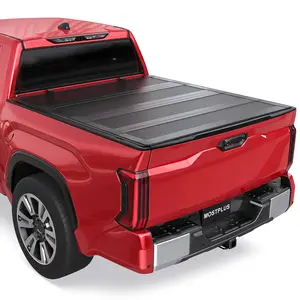 5.5FT 4-Fold Low-Profile Flush-Mount Style FRP Hard Tonneau Cover For 2022-2024 Toyota Tundra Pickup Truck Vehicle Automotive Car Protector