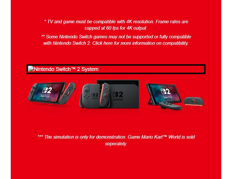 Nintendo Switch™ 2 System Wireless Portable Console Game Console Stick Nintendo Switch™ 2 System Wireless Portable Console Game Console Stick
