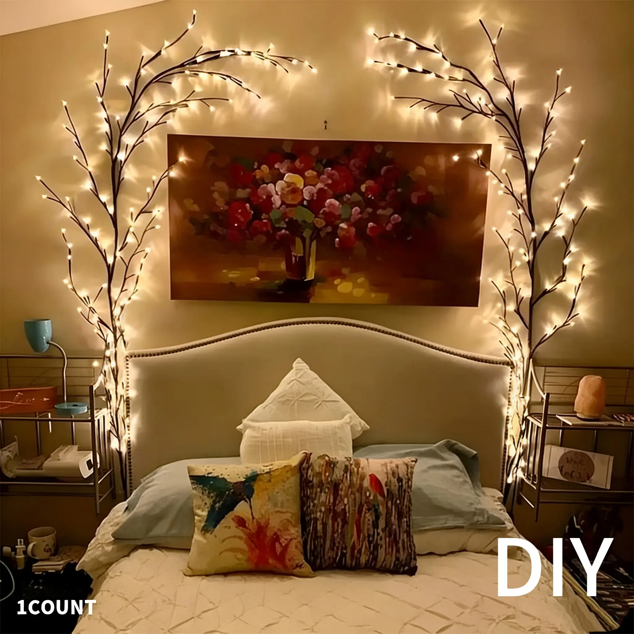 144 LED Branch Vine Light Decorative Flowers DIY Installation for Living Room Bedroom Outdoor Decoration, New Year Valentine's Day Easter Thanksgiving Party