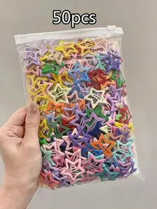 50 Pcs Cute Star Shape Hair Clips for Women, Side Bang Holder, Small Bobby Pins, Accessory Set, Fun & Stylish Headwear
