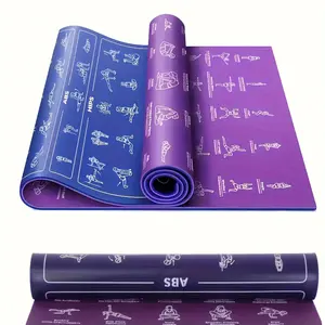 Non-Slip Thick Yoga Mat with 75 Illustrated Poses, Elastic Bands & Carry Bag, Ideal for Beginners – Home Pilates Equipment