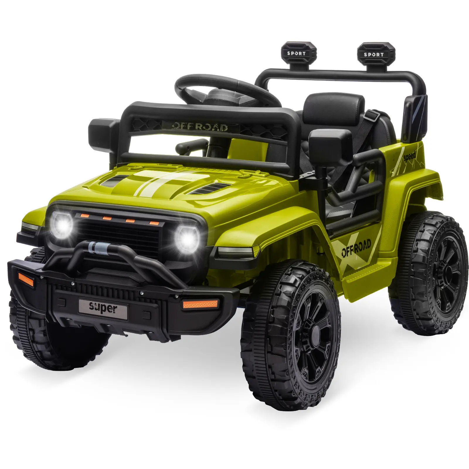 12V/6V Kids Ride On Electric Truck – Dual 25W Motors – Parental Remote Control – Spring Suspension – LED Headlights – Built-in Music – Toy Car for Boys & Girls Ages 3-5