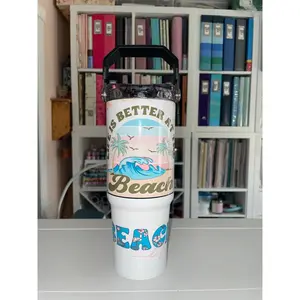 30 oz Beach Life Tri Sip Double Insulated Tumbler with Handle and Straw Flip