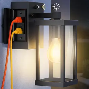 Porch Light with Outlet, Dusk to Dawn Outdoor Light with GFCI Outlet Porch Wall Sconce Waterproof Exterior Light Fixtures Outside for House Patio Garage Hallway