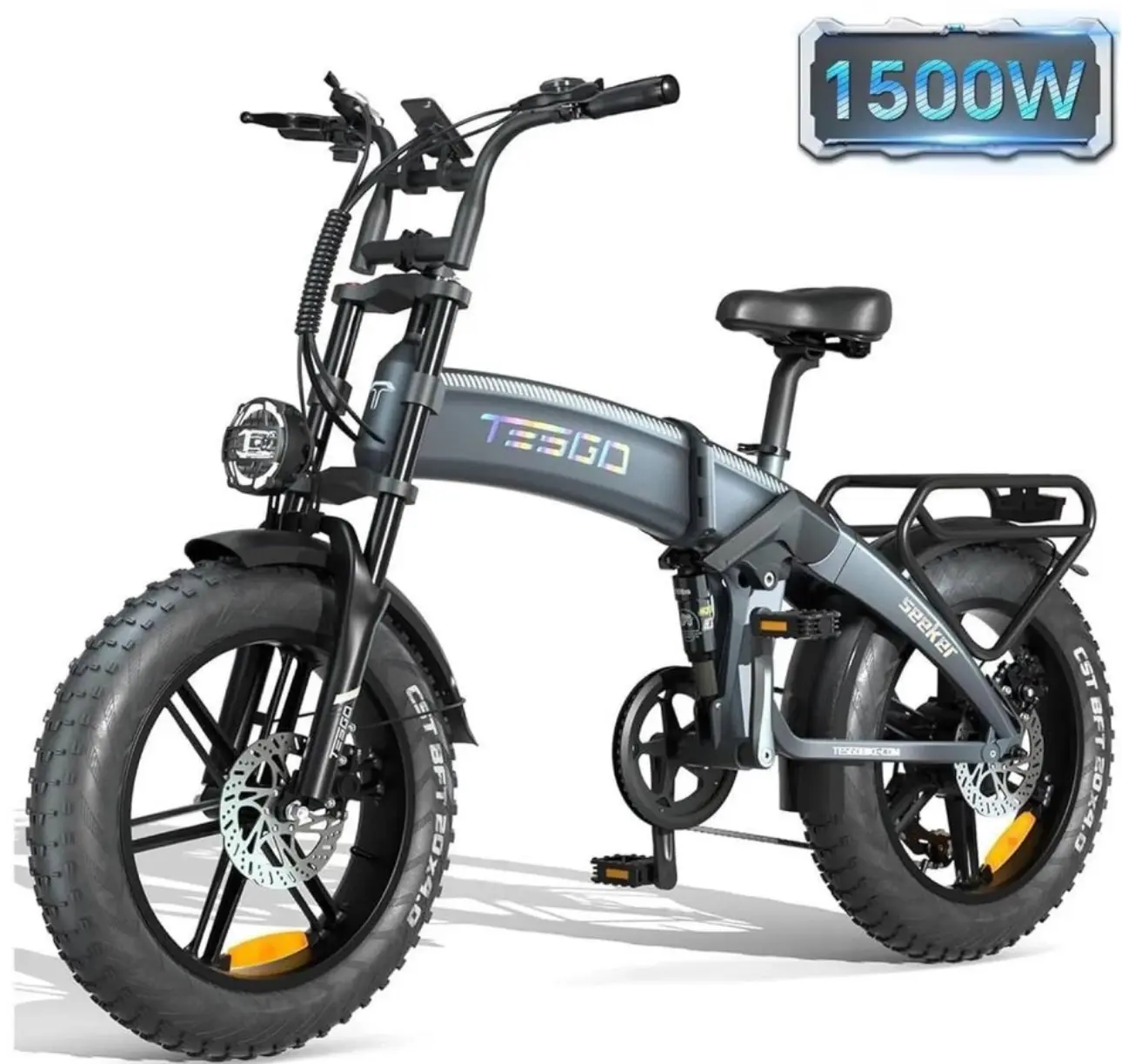 Brand new and original TESGO Seeker Pro Folding Electric Bicycle 1500W Peak 20" Fat Tire eBike 7-Speed