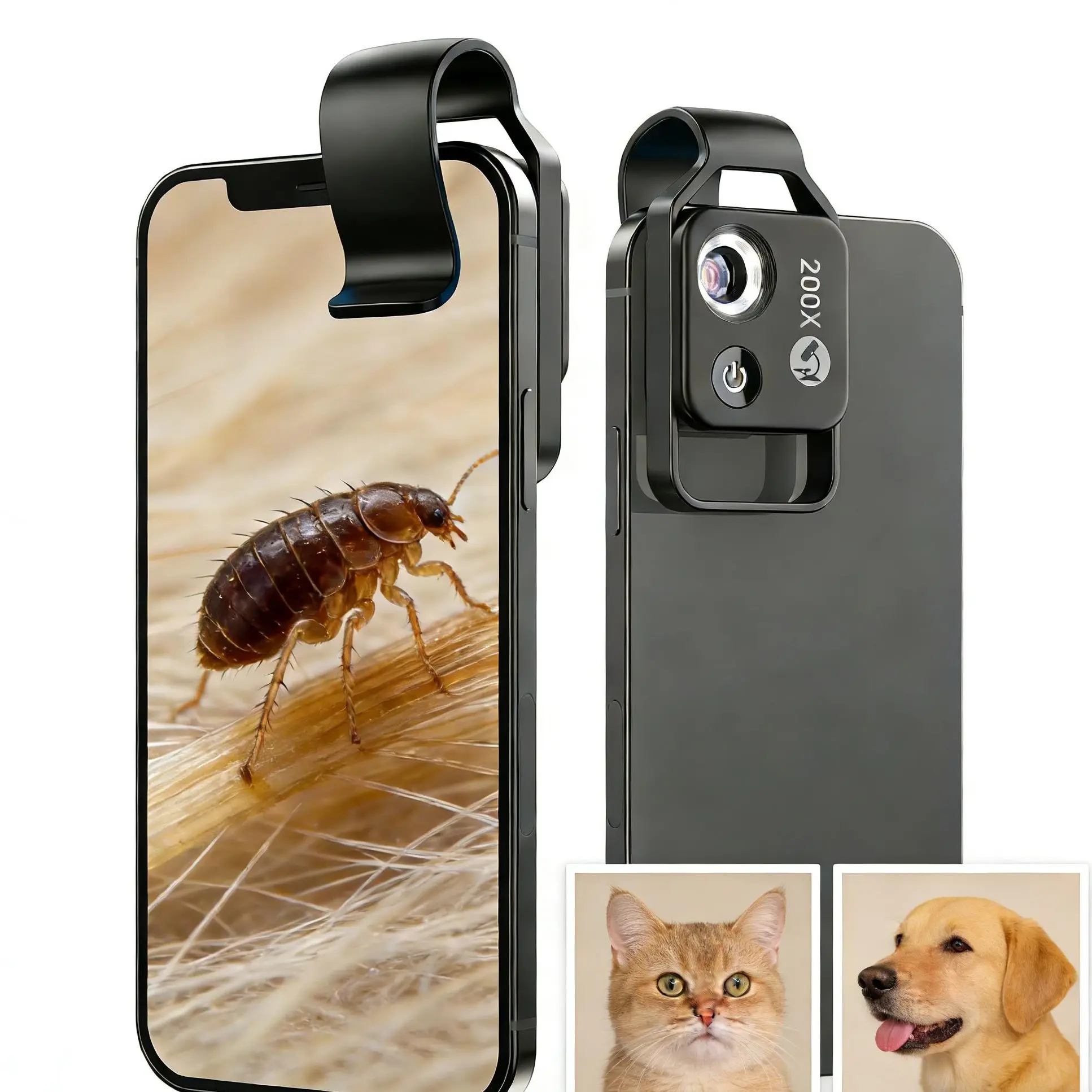Apexel 200X Phone Microscope with LED Light, CPL Filter - Christmas/Birthday Gift Phone Accessories for iPhone/Android Smartphones, Pet Hair & Skin Detection, Jewelry Inspection
